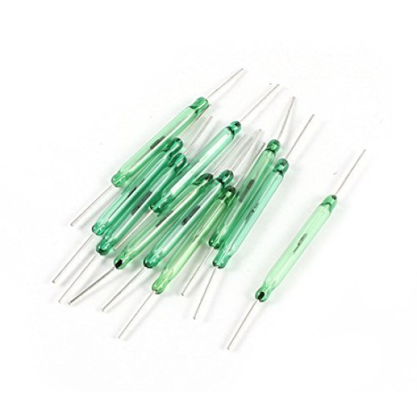 Reed Switch 2x14mm Green Glass Contact