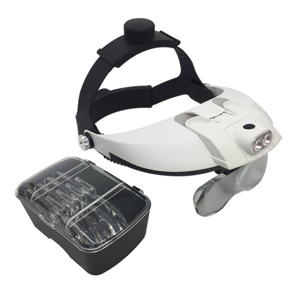 2 LED HEADBAND MAGNIFIER 1-6X MAGNIFYING  MG-81001H