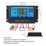PWM 30A Dual USB Solar Charge Controller 12V 24V