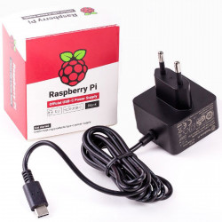 Raspberry Pi 4 Model B Official PSU, USB-C, 5.1V, 3A, EU Plug, Black